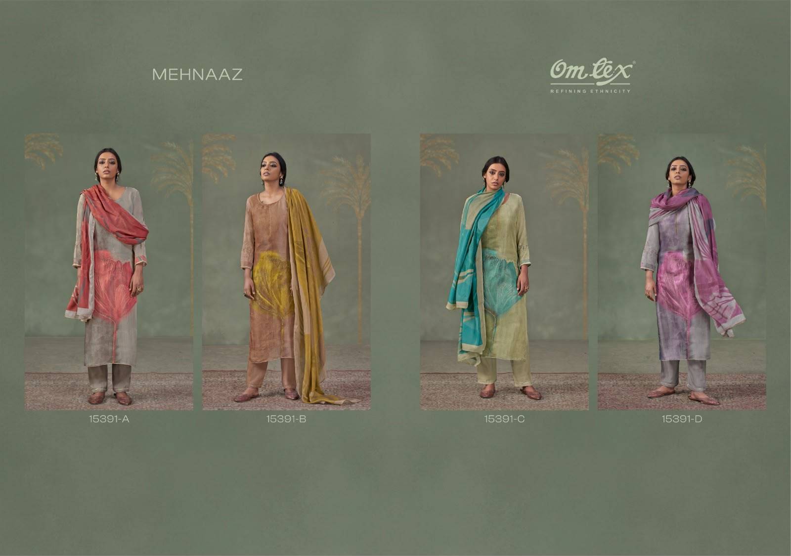 MEHNAAZ By Om Tex 15391A To D Series Beautiful Festive Suits Stylish Colorful Fancy Casual Wear & Ethnic Wear SILK Dresses At Wholesale Price